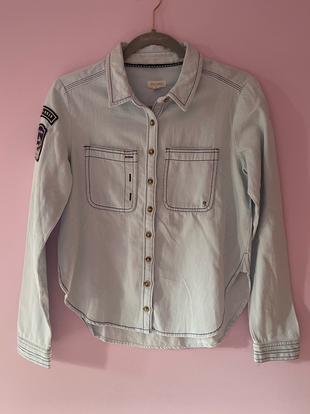 Pilcro Military Patch Button Down Shirt